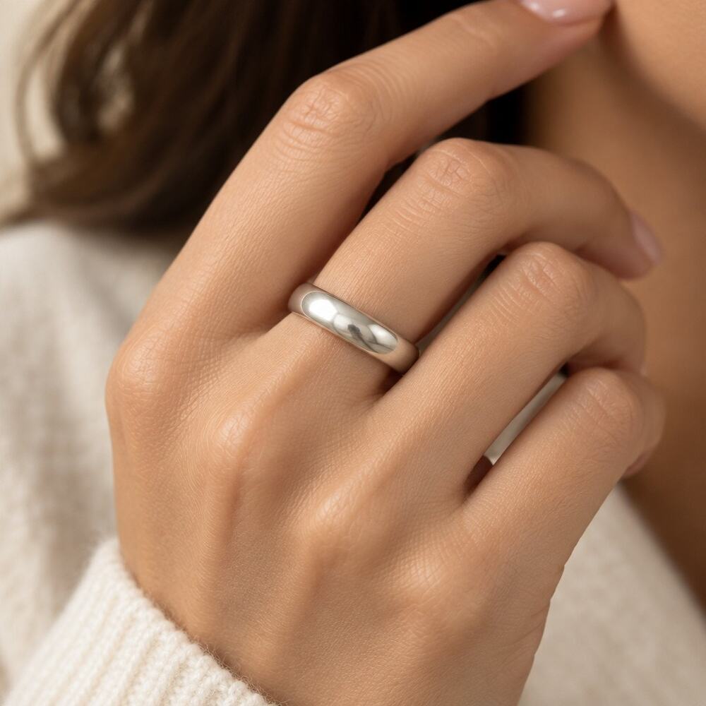 Vintage FC 925 Sterling Silver Minimalist Band Ring Size 8 5mm 4.6g